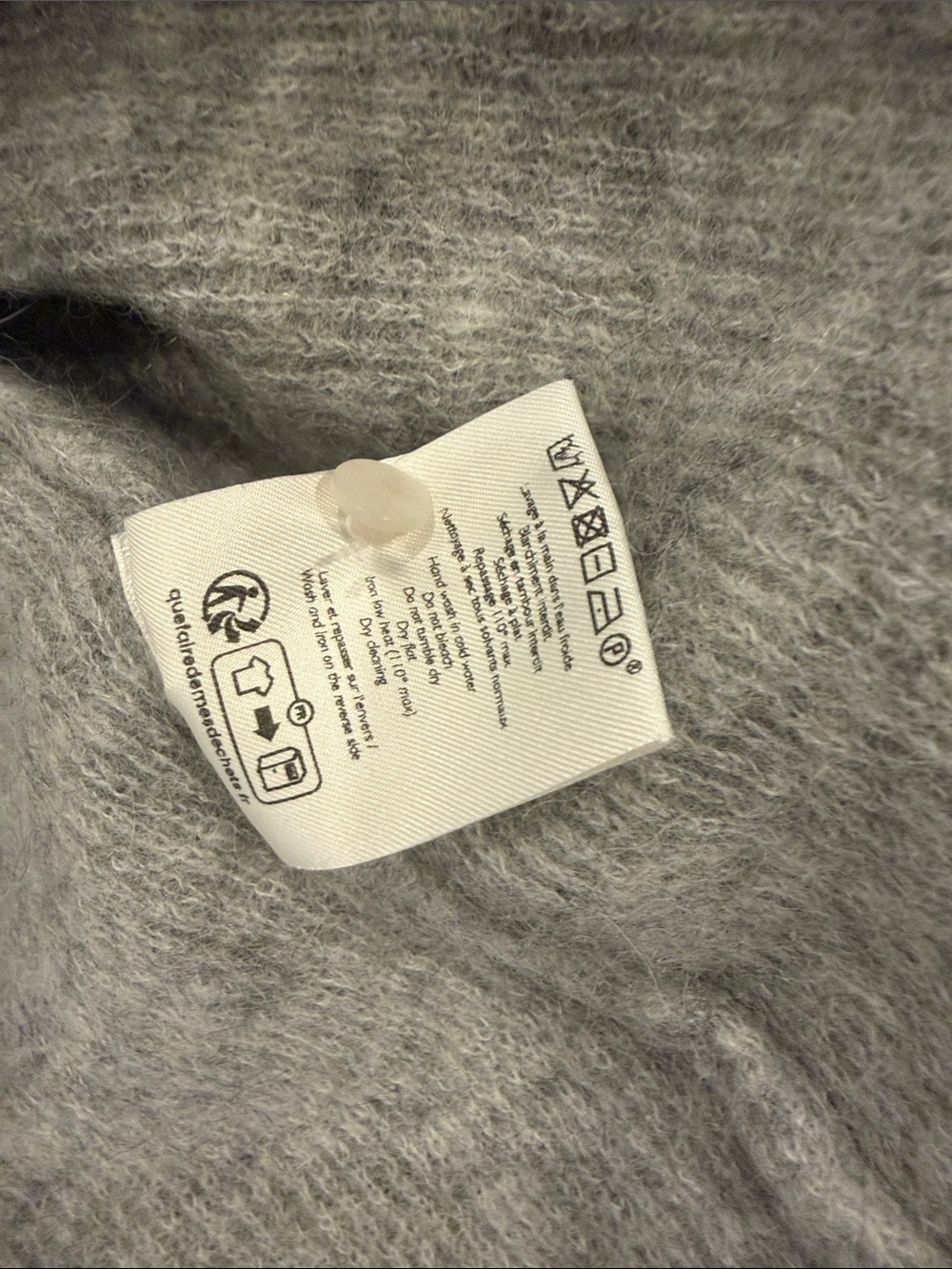 LA MAILLE SEZANE LARGE WOMENS Gray Button Alpaca GASPARD Sweater Cardigan mohair - Picture 4 of 5